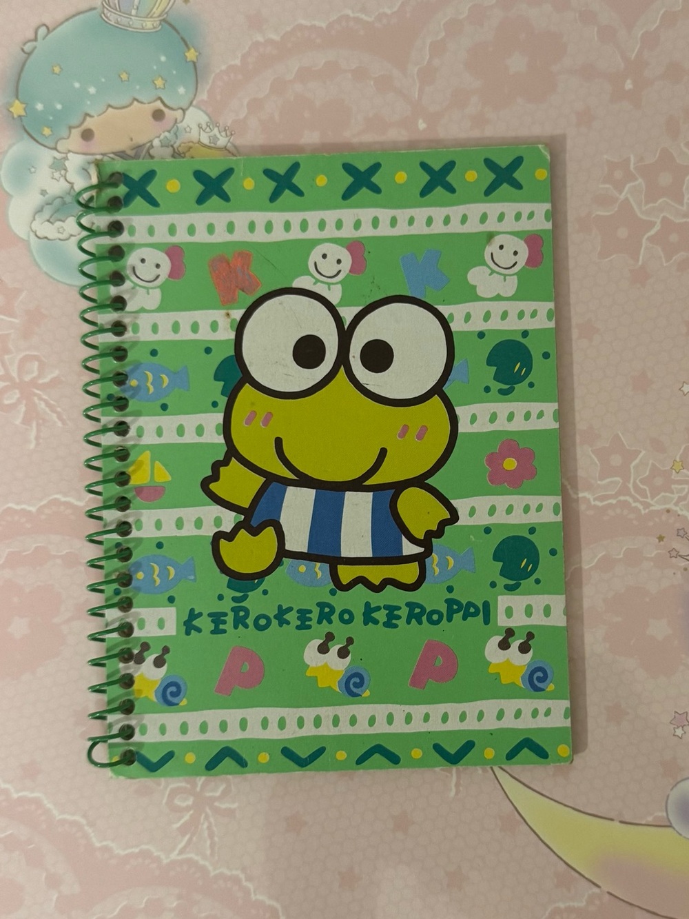Sanrio Keroppi Spiral Notebook - Green & Blue
